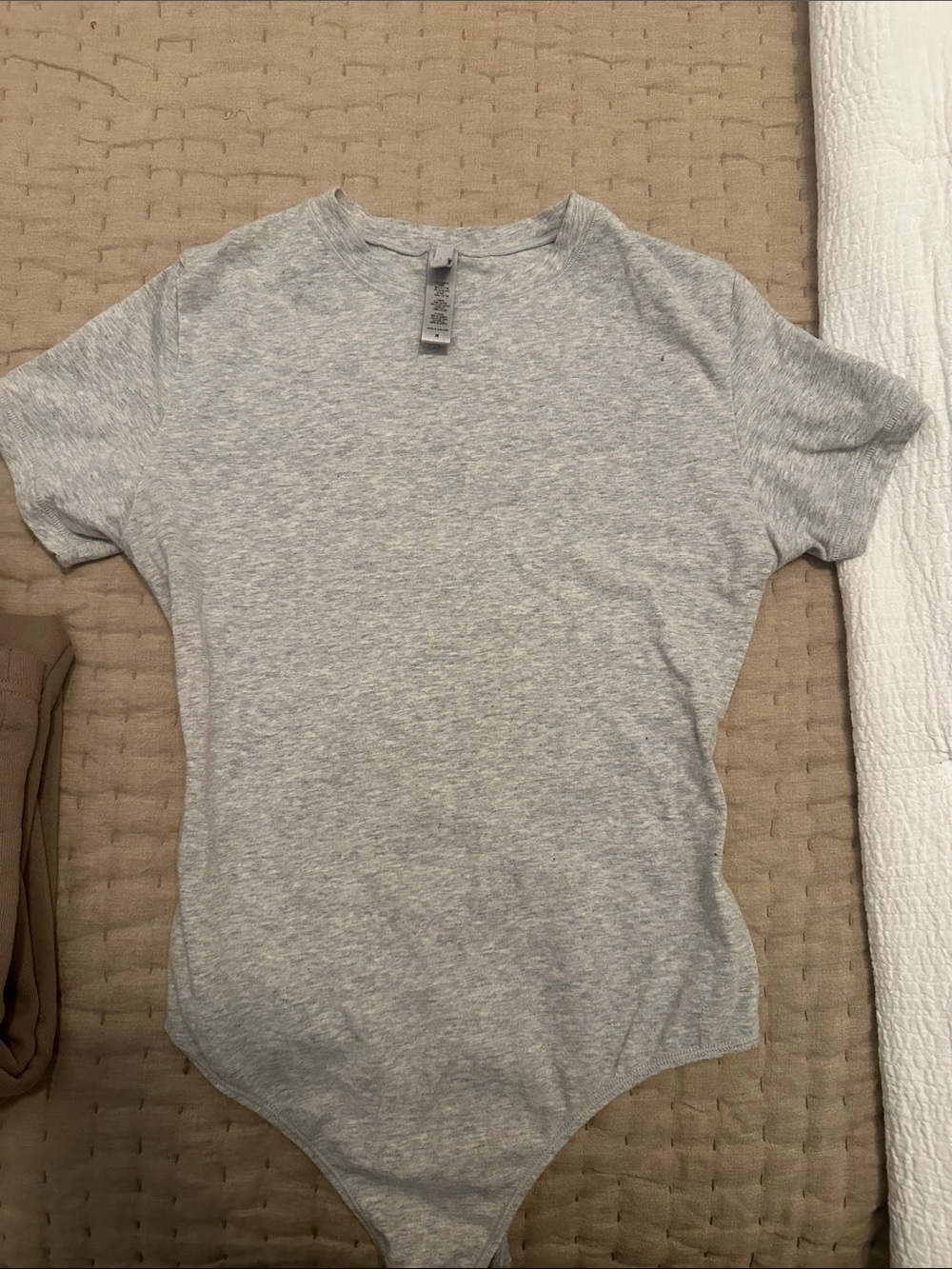 SKIMS Light Gray Short-Sleeve Bodysuit
